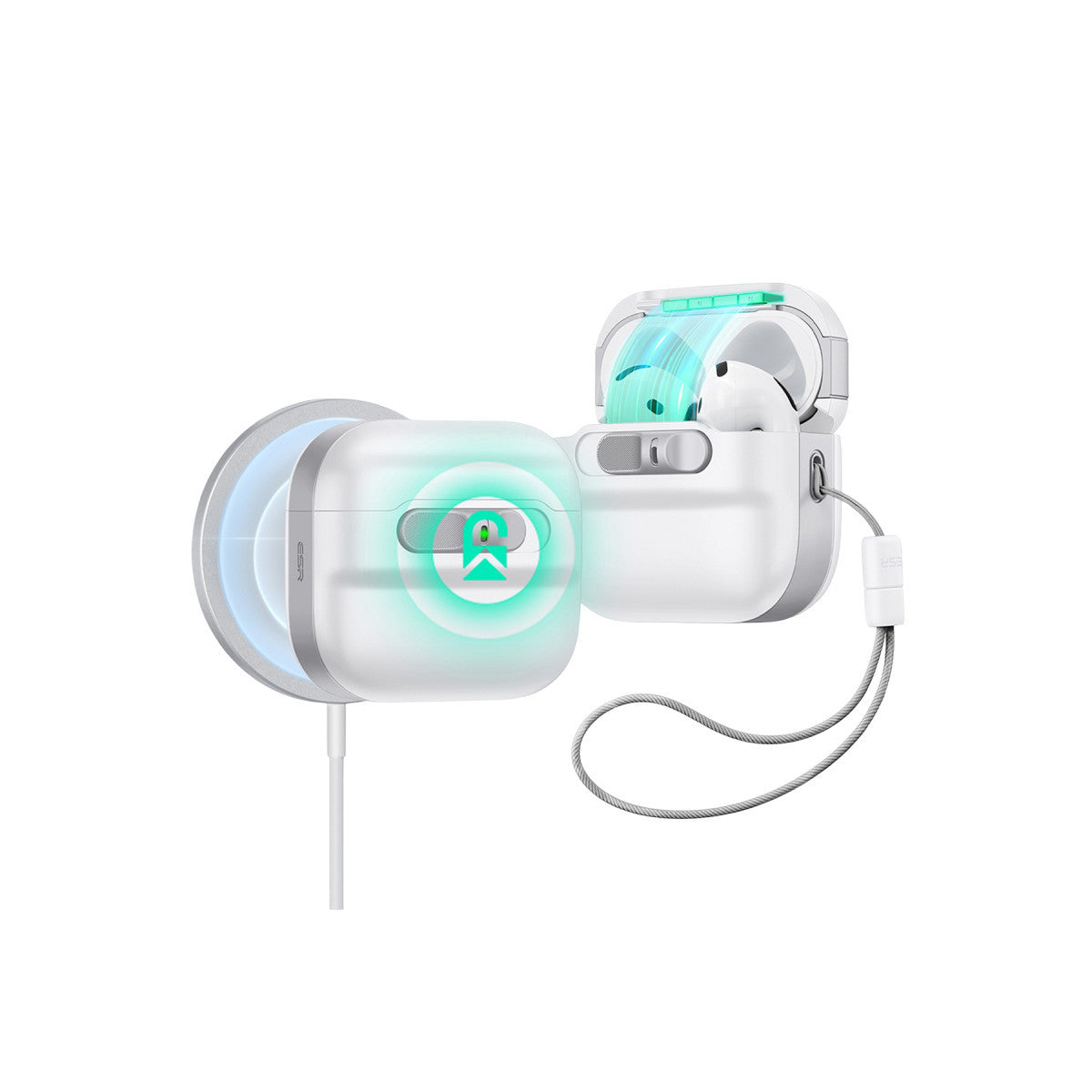 ESR Apple Airpods 4 (4.nesil) Pulse FlickLock Magsafe Şarj Destekli Kilitli Kılıf